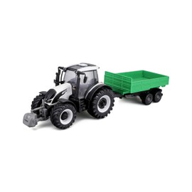 Bburago | 1/43 Farm Collection - Tractor Valtra + Trailer with Friction | Miniature Car in Scale for Children | from 3 Years | 31676