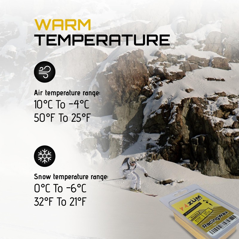 ZUMWax Iron-On Ski/Snowboard/Nordic/Cross-Country Wax, 140g, WARM Temp, long-lasting, secret vanilla