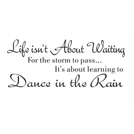ADECALS Life Isnt About Waiting for The Storm to Pass Its Learning to Dance in The Rain Wall Sticker Removeable Quote Vinyl Wall Art Decals