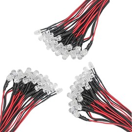 AZDelivery Pack of 60 5 mm LEDs with 20 cm Cable DC 12 V Ready Wired + 5 mm LED Mounting Rings