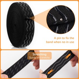 Difenni Silicone Gripper Elastic Band Non-Slip Elastic Band Black Silicone Gripper Tape for Clothing Elastic Gripper Band for Garment Sewing Project Wig Making Accessories 5Yards (Black 1Inch)