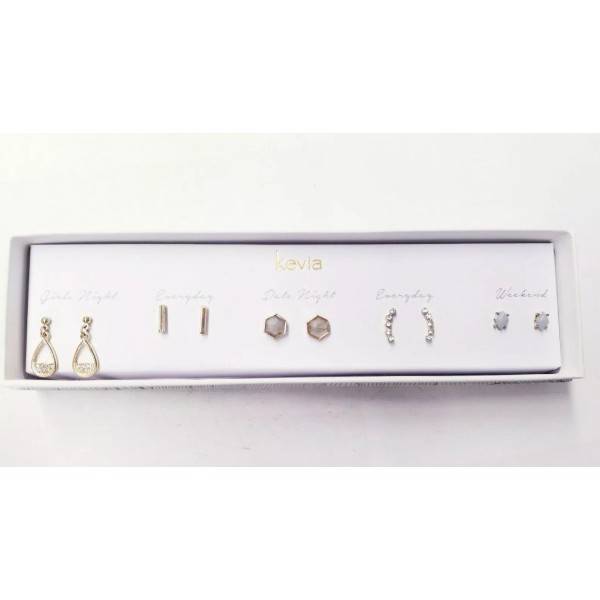 Kevia 18K Gold Plated Theme Post Earring Set 5 Piece