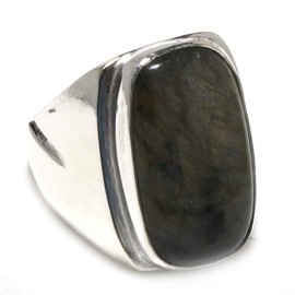 Tibetan Silver Blue Fire Labradorite Gemstone Silver Plated Fashion Rings for Women Designer Modern Rings Party Jewellery Handmade Craftsman Rings Size 19, Gemstone Non-precious metal gemstone