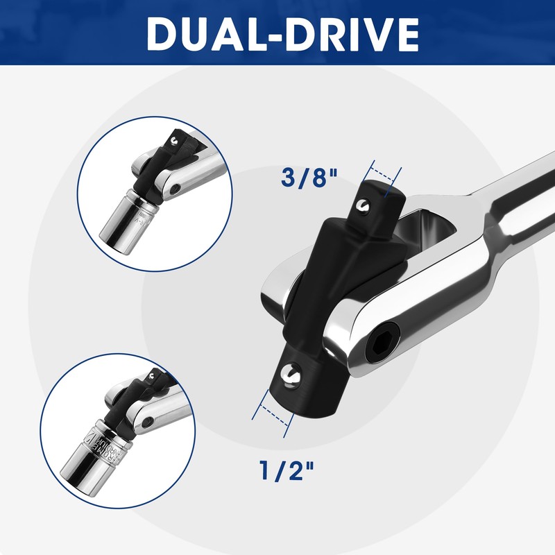 WORKPRO Dual Drive Breaker Bar, 3/8" & 1/2" Drive, Heavy
