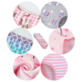 Cadidi Dinos Girls' Underware Cotton Panties Flamingo Baby Toddler Soft Underwears Kids Briefs (Pack of 6) Size 6 7