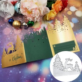 Christmas Greeting Card Metal Die Cuts, Metal Cutting Dies Cut Stencils Card Paper Craft DIY Template Metal Cutting Dies Album Embossing Paper Dies for Card Making Scrapbooking (Tree Deer)