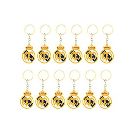 Soccer Team Football Keychain, Metal Keyring for Soccer Fans, Sports Team Keychain - Set of 12 (Real M)