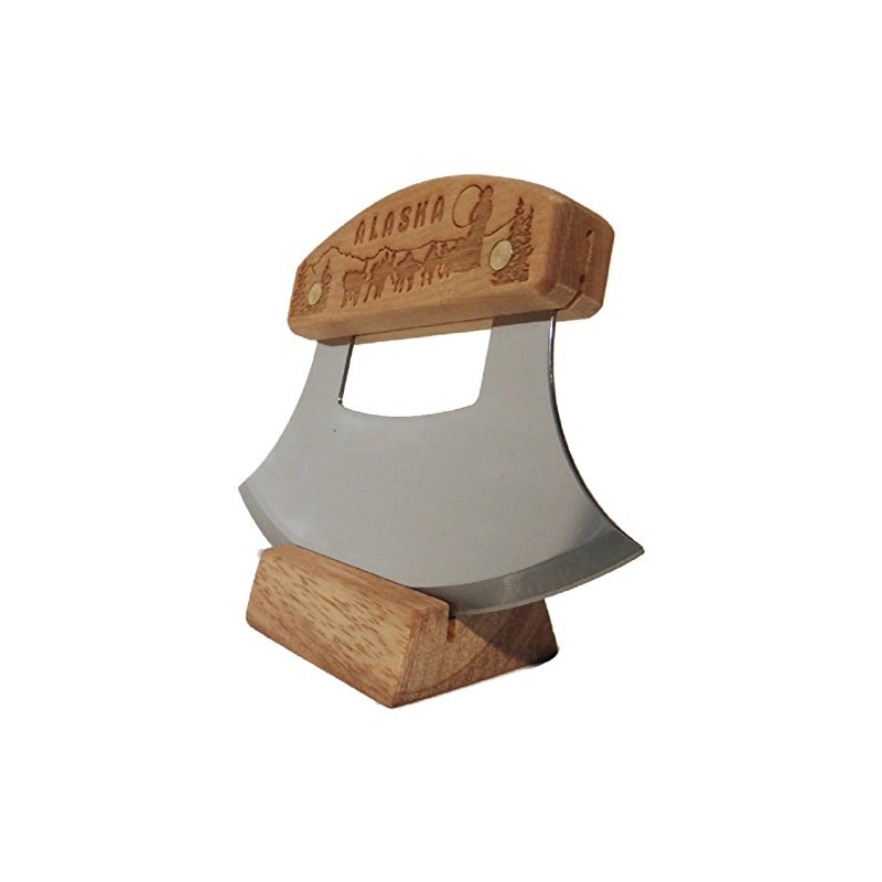 Inupiat Ulu with Dog Team Etched Birch Handle 6.25" Blade