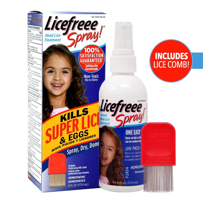 Licefreee Lice Spray for Kids Hair, Includes Professional Metal Nit