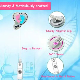 Baby Feet RN Nurse Badge Reel for Labor and Delivery L&D Nicu Postpartum OB Medical Assistant Nursing Students, Badge Reels Retractable with Alligator Clip for Name Tag ID Card