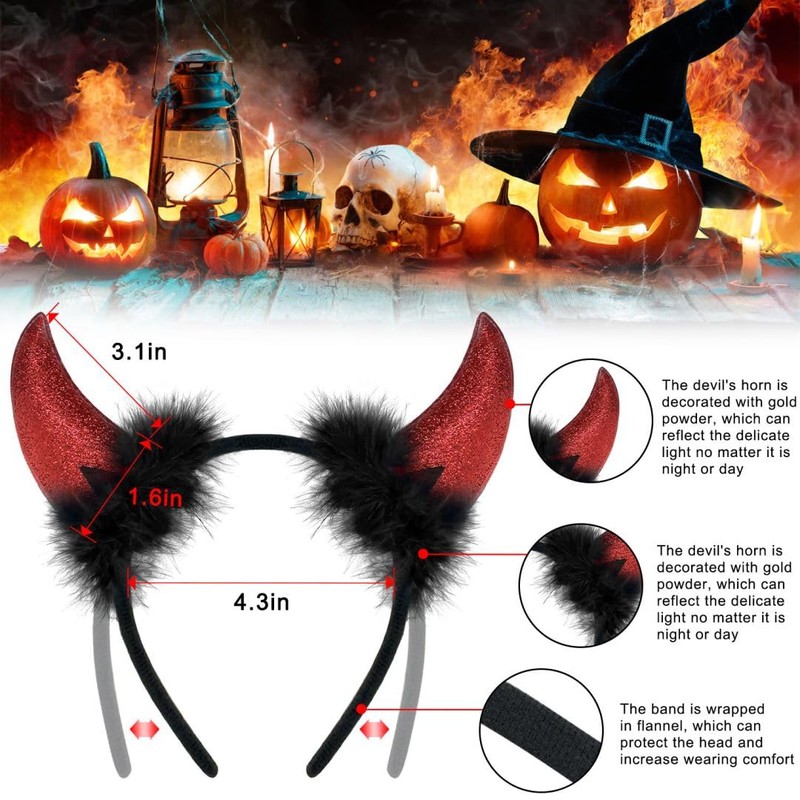 Leuceiy Devil Horns Devil Horns Headband Devil Horns Men Red