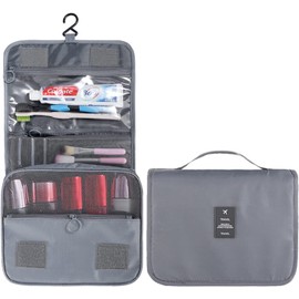Travel Toiletry Bag Hanging Toiletry Bag Cosmetic Woman Travel Makeup Bag Water Resistant for Toiletries Accessory Bathroom Shower Container Gray