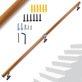 Dakzhou 6.5Ft Wooden Handrail Resin Non-Slip Stair Handrail Wall Mounted Handrail Indoor Outdoor, Comfortable Barrier-Free Stair Handrail for Elderly 1.97 "Round…