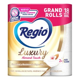 Papel higiénico Regio Luxury Almond Touch doble hoja 18 rollos