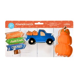 R&M International 5147 Patch Sign, Truck, and Stacked Pumpkins Cookie Cutters, 3-Piece Set, Tinplated Steel