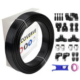 PU Airline Tubing with Push-to-Connect Fittings, Compressor Tube Repair Kit for Pneumatic Tools, Air Compressors, Automobiles 1/4''OD with Connectors