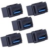 USB 3.0 Keystone Jack Inserts, 5pcs USB to USB Adapters Female to Female Connector ,Female Coupler Insert Snap-in Connector Socket Adapter Port for Wall Plate Outlet Panel - Black (Black - 5 Pack)
