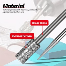 1/8" Shank Diamond Grinding Burr Bits (50 Pcs) for Dremel Rotary Tools Stone Carving Tools Stone Glass Jewelry Ceramics Grinding Carving Polishing