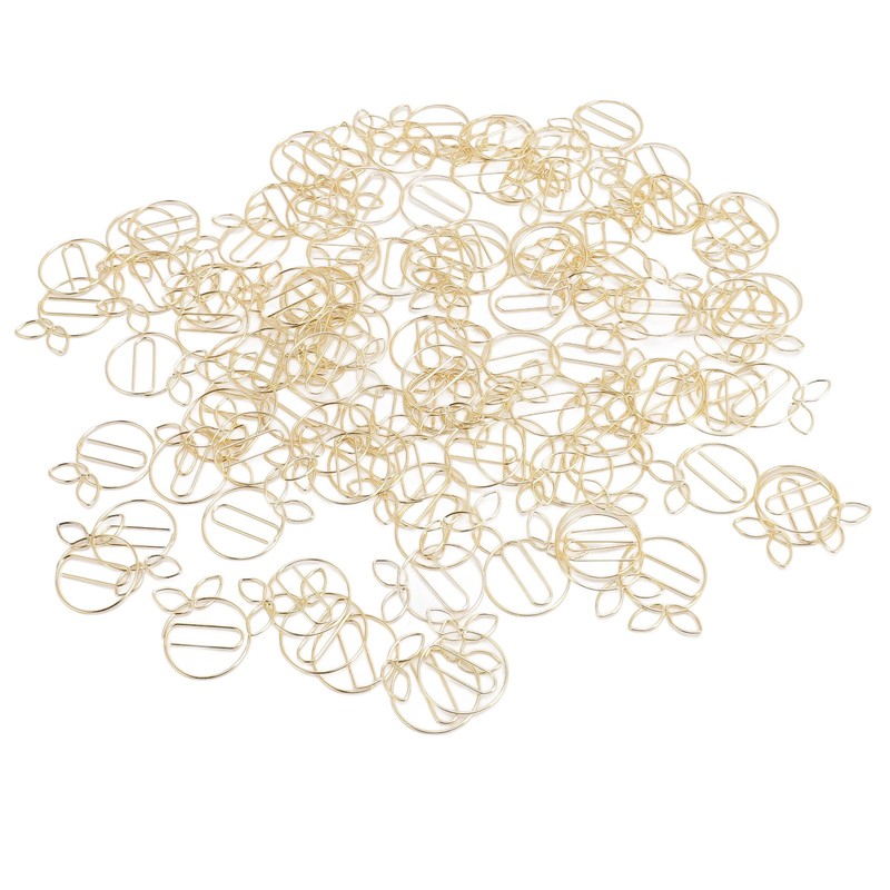 100Pcs Gold Paper Clips Cute Shape Stainless Steel Multifunction Metal