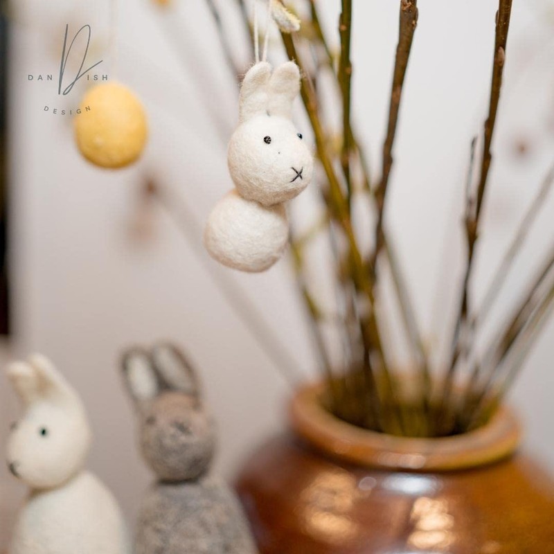 Gry & SIF Rabbit Family Made of Felt, Standing, Handmade,