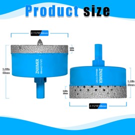 ZNXIMER Diamond Hole Saw Drill Bits - 2pcs 2-11/16" Diamond Drill bits Accurate Drilling for Tile, Ceramic, Marble, Granite, Stone, Glass Bottles 68mm