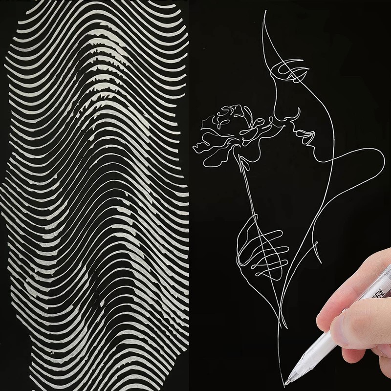 White Gel Pens for Art Drawing Sketching Writing 1.0mm White
