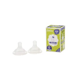 Betta (Betta) Dr. Betta Baby Bottle Brain Wide Mouth Replacement Nipple Set of 2 Round Hole M Size 6 Months and Up