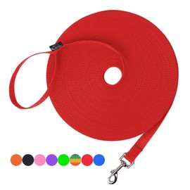 Hi Kiss Dog/Puppy Obedience Recall Training Agility Lead - 15ft 20ft 30ft 50ft 100ft Training Leash - Great for Training, Play, Camping, or Backyard (20 Feet, Red)