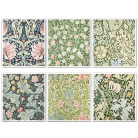 Quera William Morris Swedish Kitchen Dishcloth Vintage Floral Absorbent Cotton Kitchen Dish Towel for Party Home Housewarming Cleaning Counter Wipes 6.7 x 7.7 Inch, 6Pcs​