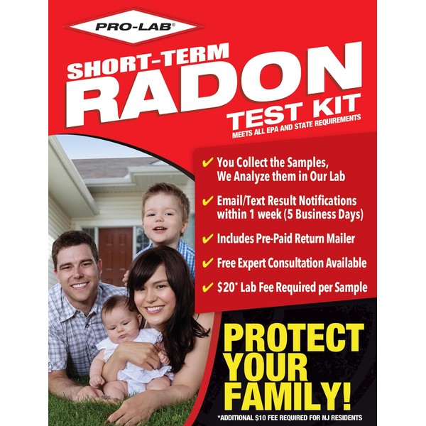 PRO-LAB Radon Test Kit for Home - EPA Approved Short-Term Radon Tester with 2 Detectors - 20 Lab Fee Required Per Detector - Quick & Reliable Radon Testing