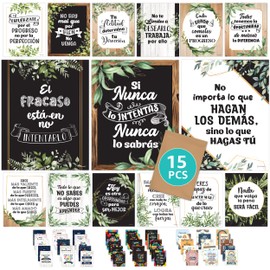 Decorably Spanish Motivational Posters for Kids, 15 Spanish Posters for Classroom High School, 11x14in Spanish Posters for Classroom Middle School, Spanish Classroom Decorations Middle School