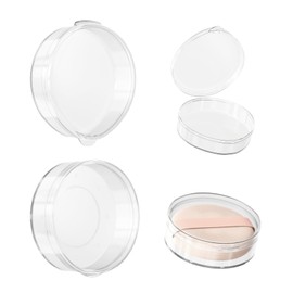 Powder Puff Case, 2 Pieces Round Makeup Puff Protective Container and 2 Pieces Teardrop Powder Puff Travel Case, Beauty Powder Puff Carrying Case, Powder Puff Cases Only, Powder Puff is not included