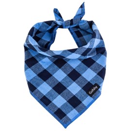 Pañuelo para perro grande, color azul, negro, estampado a cuadros, ajustable, pañuelo, accesorios para perros medianos y grandes (L)