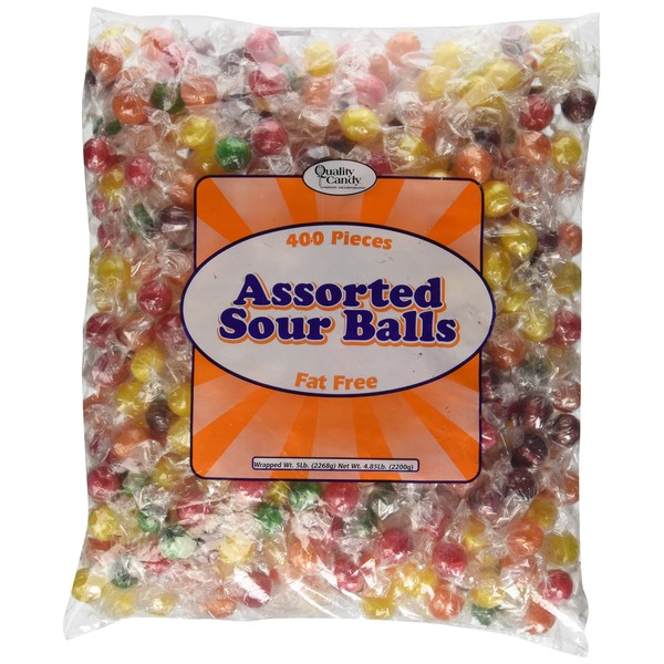 Quality Candy Company Sour Fruit Balls, Assorted, 5 Pound