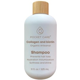 POCKETCARE - Shampoo Revitalizante de Colágeno y Biotina orgánico sin sulfatos - Cabello Fuerte, Sano y Lleno de Vida 325ml