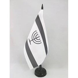 AZ FLAG YIDDISH TABLE FLAG 5'' x 8'' - JUDAISM DESK FLAG 21 x 14 cm - Black plastic stick and base