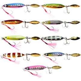 OHF Metal Jig Set of 9 20g/30g/40g Jigging Slow Jigging Assist Hook with Blade (40)