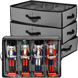 Preboun 4 Pack Clear Top Christmas Nutcracker Storage Box Christmas Figurine Storage Box Containers Ornament Storage Box Storage Container Each Holds 4 Figurines up to 16 Inches (Gray)