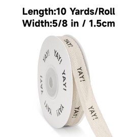 KINGLAKE Yay Cotton Ribbon 5/8" x 10 Yards Twill Tape Herringbone Ribbon for Crafts Gift Wrapping