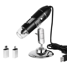 USB Digital Microscope 40X-1000X, 8 LED Endoscope Camera with Carrying Case & Metal Stand, Compatible with Android, Windows, Linux, Mac – Great All-Occasion Gift for Christmas, Birthday, Holidays