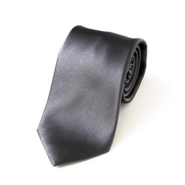 Style Equal Necktie, 100% Silk, Made in Japan, For Weddings, Business, Plain, Kyotango Weave, medium grey