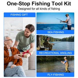 BATHRINS 5 Pcs Fishing Gear Fishing Kit with Fishing Pliers, Floating Fish Lip Gripper, Scissors and Fish Hook Removers Fishing Gifts for Men Blue