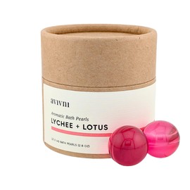 Avivni Moisturizing Bath Oil Beads (15 Pearls), Lychee Oil, Lotus Oil, Floral Scent, Biodegradable, Recyclable Container, Mother's Day Gift Idea