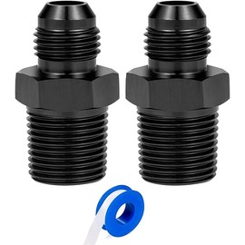 6AN Male Flare to 3/8" NPT Pipe Fitting Adapter Aluminum Straight Black 2PCS