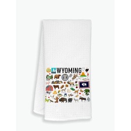 Moonlit93 Wyoming State Map Kitchen Towel, U.S. State Souvenir Tea Towel, Multi-Purpose Towel, Soft & Absorbent Kitchen Towel, Towel for Wyoming Lovers, Travel Wyoming Souvenir