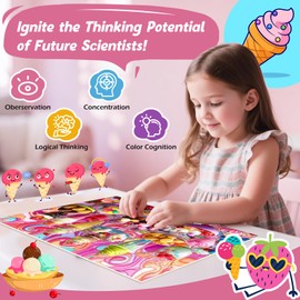 Puzzles for Kids Ages 4-8,100 Piece Puzzles for Kids Ice Cream Puzzle for Kid Ages 4-6 6-8 8-10 Large Piece Jigsaw Puzzle for Children Senior Adult Educational Puzzle Toys Preschool Birthday Gifts