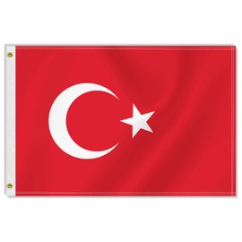 2×3 FT Turkey Flag,Medium 60×90 CM Turkish Outdoor Banner,100D Decor,Doube Side Printing For Patio Garden With Brass Gromment