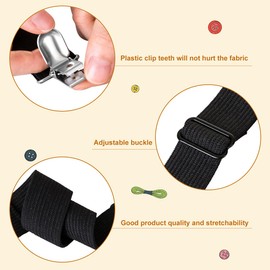 LIHAO 8 PCS Adjustable Bed Sheet Fasteners Elastic Bed Sheet Straps Fitted Bed Sheet Clips for Bedding Bedsheet Holder Straps Mattress Covers (Black)