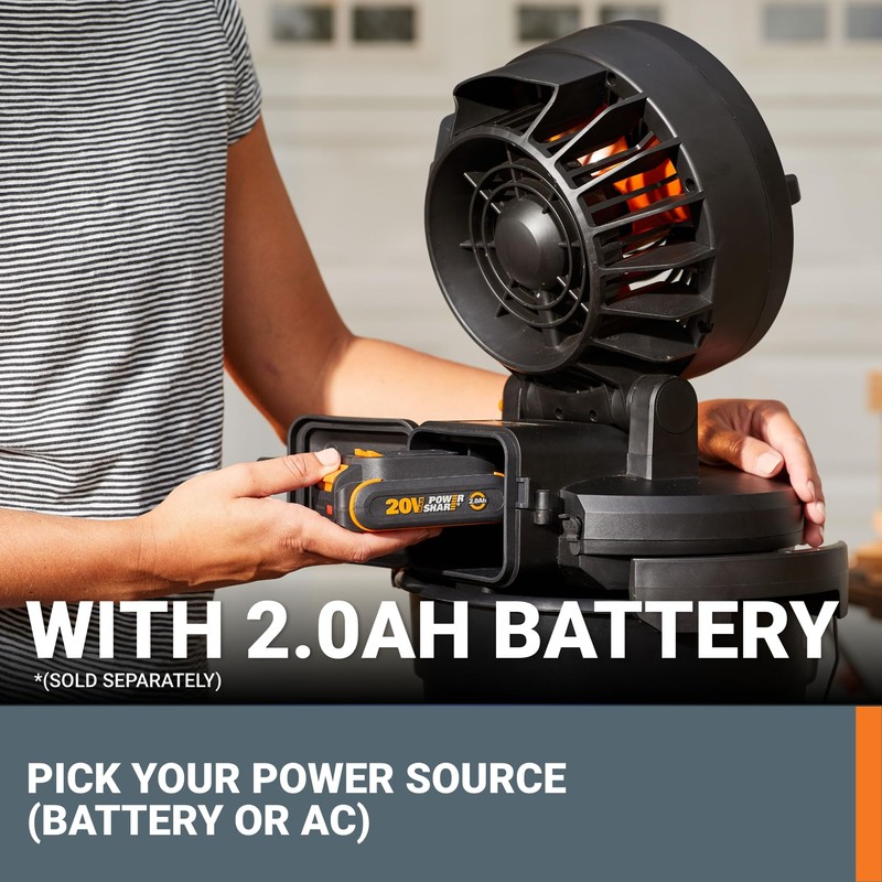 WORX 20V Cordless Misting Fan w/ 3 Speed & 3