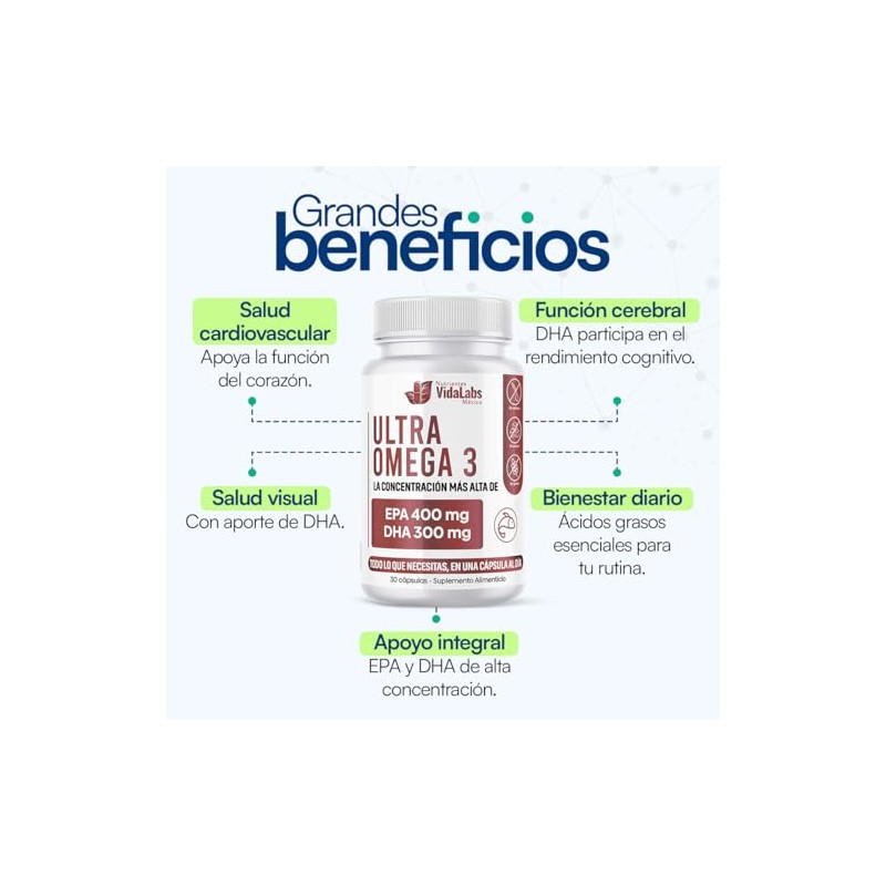 Ultra Omega 3 Nutrientes Vidalabs México Aceite de pescado Premium
